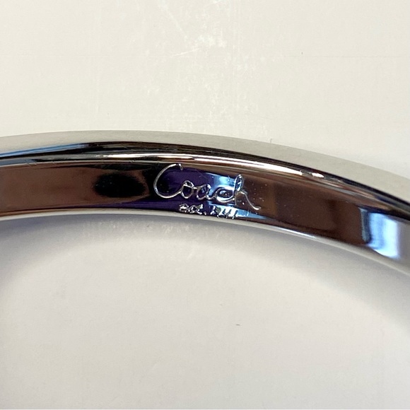 Coach Signature Silver and Plumb Studded Enamel Bangle Bracelet - Picture 5 of 7